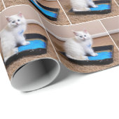 青い白い子絵を描猫 ラッピングペーパー (ロールコーナー)