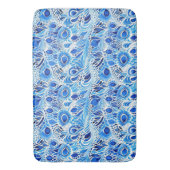 青い白い孔雀の羽 バスマット (正面縦)