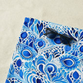 青い白い孔雀の羽 ビーチタオル (インサイチュ)