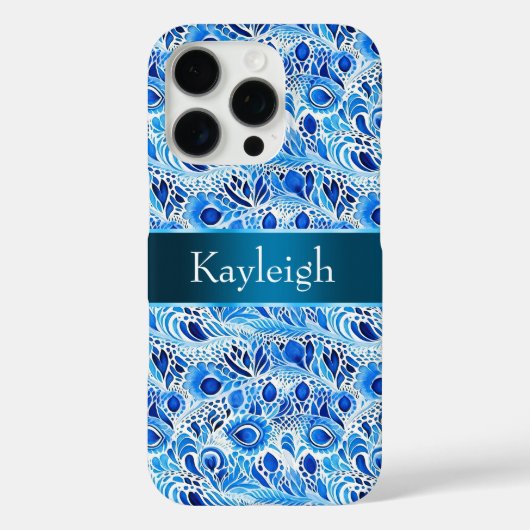 青い白い孔雀の羽 Case-Mate iPhoneケース (裏面)