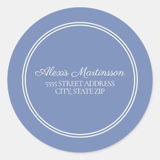 青い白い封筒用シールアドレスのステッカー ラウンドシール (正面)