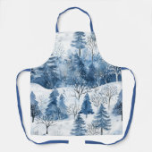 青い白い山のクリスマスツリー エプロン (正面)