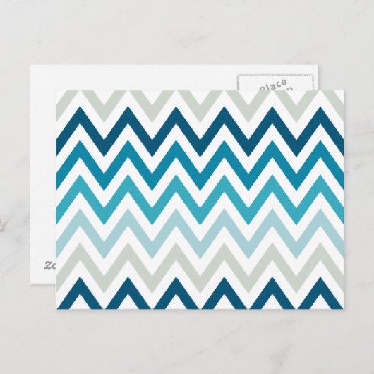 青い白い山形の幾何学的デザイン色 ポストカード (正面/裏面)