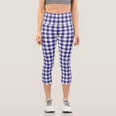 青い白い市松模様にギンガムの格子模様 カプリレギンス (正面)