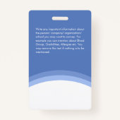 青い白い従業員の写真ID会社のロゴモダン バッジ (裏面)