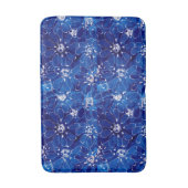 青い白い抽象芸術フローラ花 バスマット (正面縦)