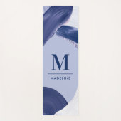 青い白い抽象芸術モダンテクスチャ付き手絵を描Y ヨガマット (正面)