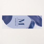 青い白い抽象芸術モダンテクスチャ付き手絵を描Y ヨガマット (正面(横))