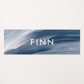 青い白い抽象芸術モダンテクスチャ絵を描手 ヨガマット (正面(横))