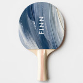 青い白い抽象芸術モダンテクスチャ絵を描手 卓球ラケット (正面)