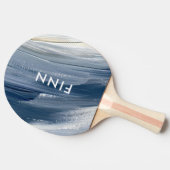 青い白い抽象芸術モダンテクスチャ絵を描手 卓球ラケット (横)