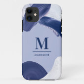 青い白い抽象芸術モダンテクスチャ絵を描手 Case-Mate iPhoneケース (裏面)