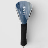 青い白い抽象芸術モダンテクスチャ絵を描手P ゴルフヘッドカバー (正面)