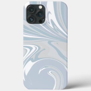 青い白い抽象芸術波インスピリビモダン iPhone 13 PRO MAXケース
