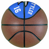 青い白い文字に黒と白のサメ バスケットボール (右)