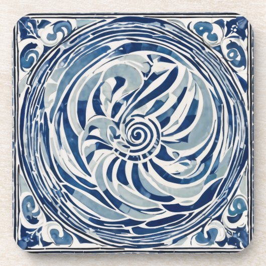 青い白い旋回パターン02 コースター (正面)