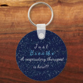 青い白い星が呼吸セラピー キーホルダー (正面)