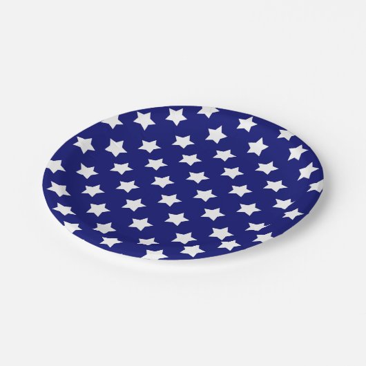 青い白い星模様の装飾 ペーパープレート (アングル)