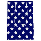 青い白い星模様の装飾 ミディアムペーパーバッグ (裏面)