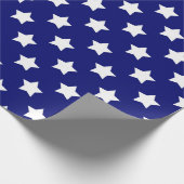 青い白い星模様の装飾 ラッピングペーパー (角)