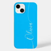青い白い書エレガント跡のスクリプト名 Case-Mate iPhoneケース (裏面)