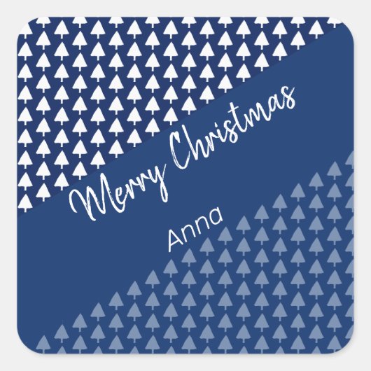 青い白い木の水の色のパターン スクエアシール (正面)