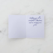 青い白い枝のパターン写真クリスマス シーズンカード (内部)