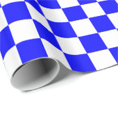 青い白い格子縞の正方形 ラッピングペーパー (ロールコーナー)