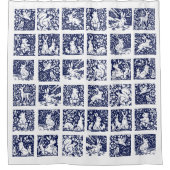 青い白い森林の動物瓦うさぎの熊 シャワーカーテン (正面)