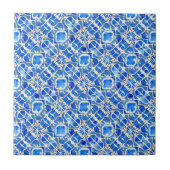 青い白い水の色のパターン地中海のスタイル タイル (正面)