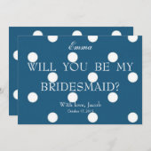 青い白い水玉模様は私の花嫁になる 招待状 (正面/裏面)