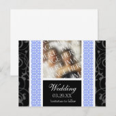 青い白い水玉模様結婚式の日付写真Aを保存 案内ポストカード (正面/裏面)