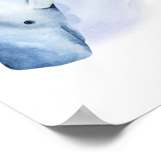 青い白い水色マッコウクジラ ポスター (角)