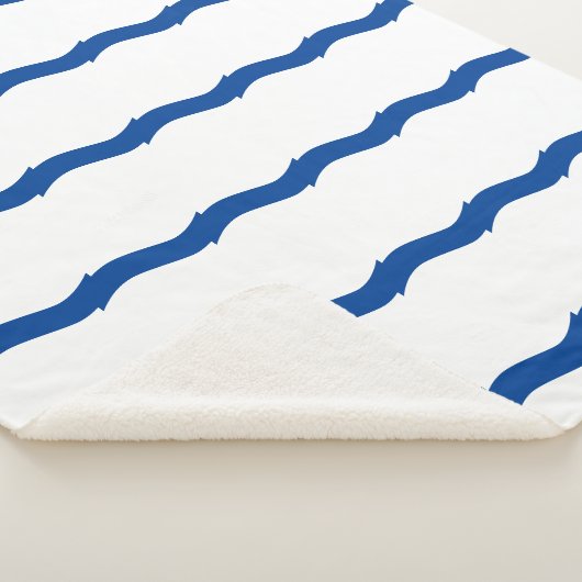 青い白い波のストライプパターン航海の シェルパブランケット (3/4)