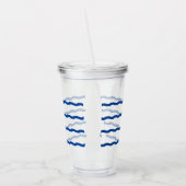 青い白い波のストライプパタ航海のーン澄ん アクリルタンブラー (左)