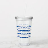 青い白い波のストライプパタ航海のーン澄ん アクリルタンブラー (裏面)