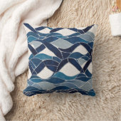 青い白い波のパターン01 クッション (ブランケット)