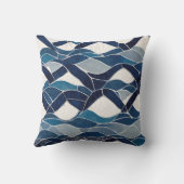 青い白い波のパターン01 クッション (裏面)