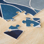 青い白い波のパターン01 ジグソーパズル (側面)