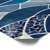 青い白い波のパターン01 ポスター (コーナー)