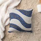 青い白い波のパターン04 クッション (ブランケット)