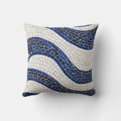 青い白い波のパターン04 クッション (裏面)