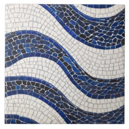 青い白い波のパターン04 タイル