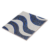 青い白い波のパターン04 タイル (側面)