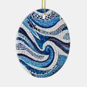 青い白い波のパターン05 セラミックオーナメント (右)