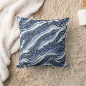 青い白い波のパターン15 クッション (ブランケット)