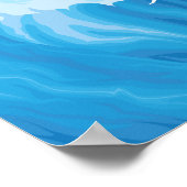 青い白い海の海の波カスタムのポスター ポスター (角)