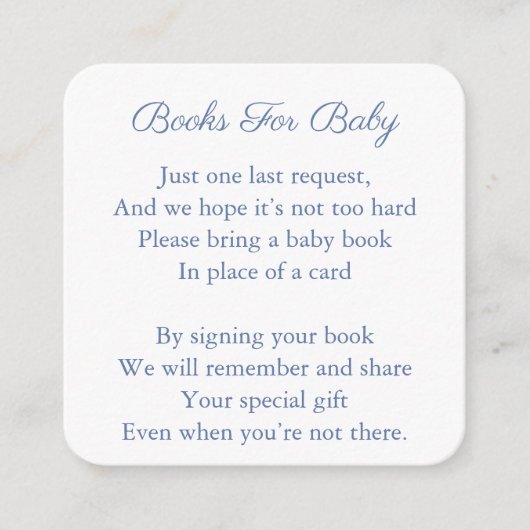 青い白い海岸沿いのクレストは本の赤ちゃんシャワーをもたらす エンクロージャーカード (正面)