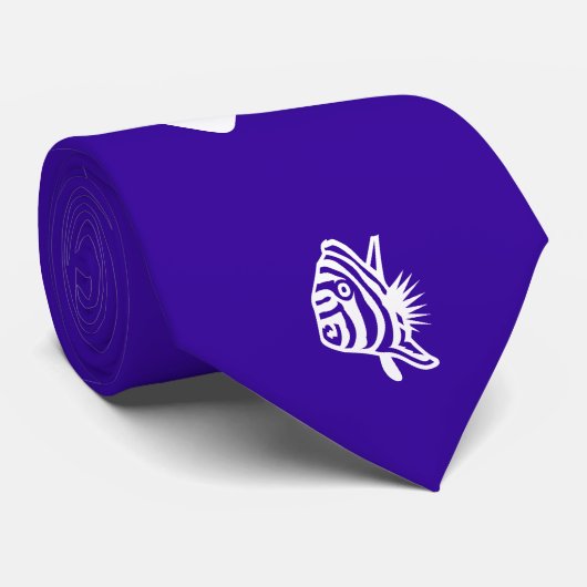 青い白い海産魚 ネクタイ (ロール)