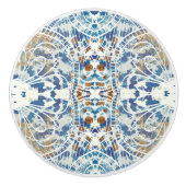 青い白い灰色の銅ロフトスタイルタイルパターン セラミックノブ (正面)